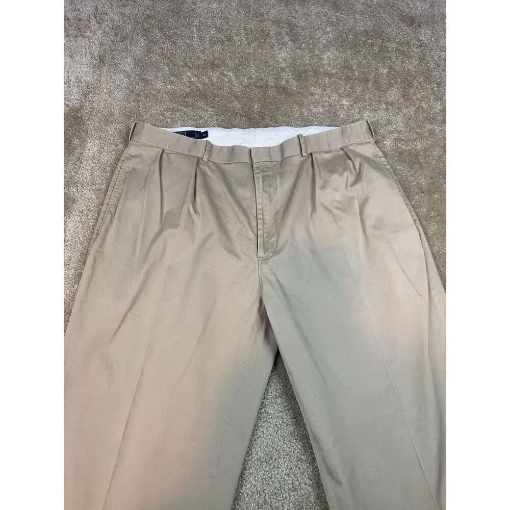 Polo Ralph Lauren Chino Pants Men 40x28.5 Pleated Front Khaki #546